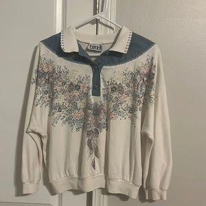 Vintage Flowers Sweatshirt Teddi Size Small M/L 1990s Pullover Grandma